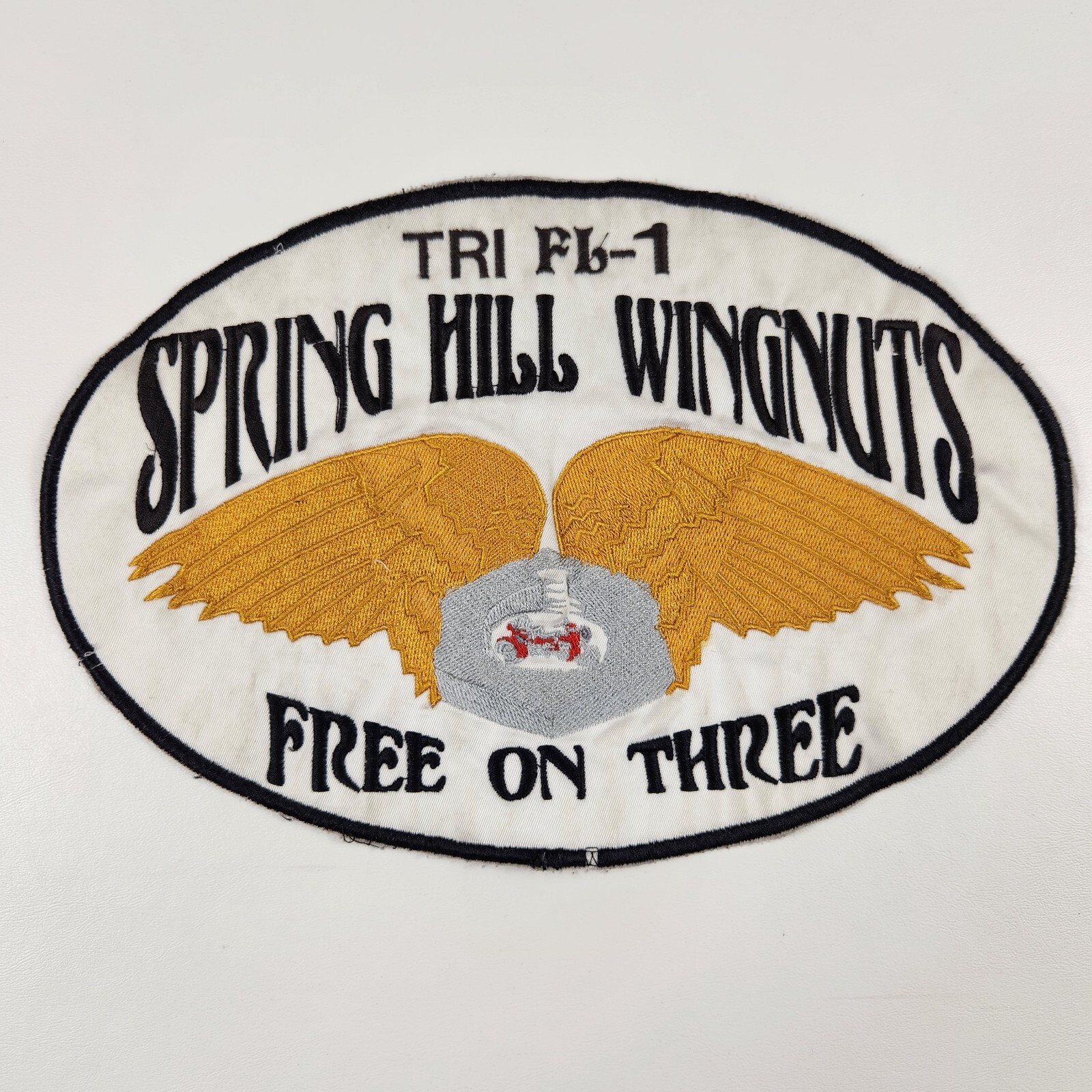 Spring Hill Wingnuts Free on Three Patch Large Motorcycle Trike TRI FL-1 11x8"