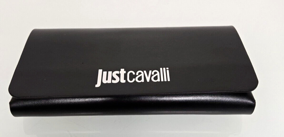 NEW Justcavalli Eyeglass Black leather case with cloth