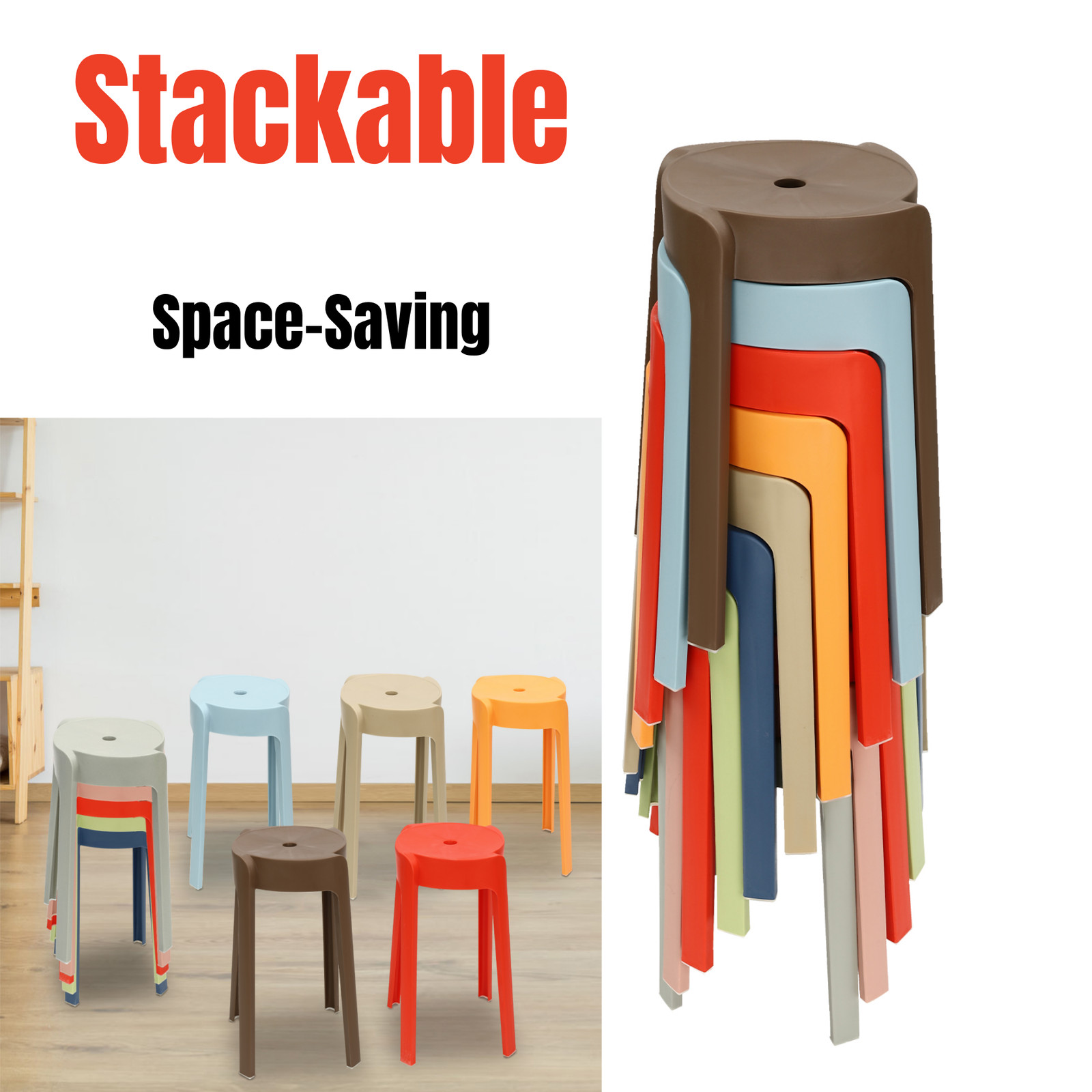 10Pack 18" Stackable PP Barstool Set Dining Table Chair Counter Height Stool