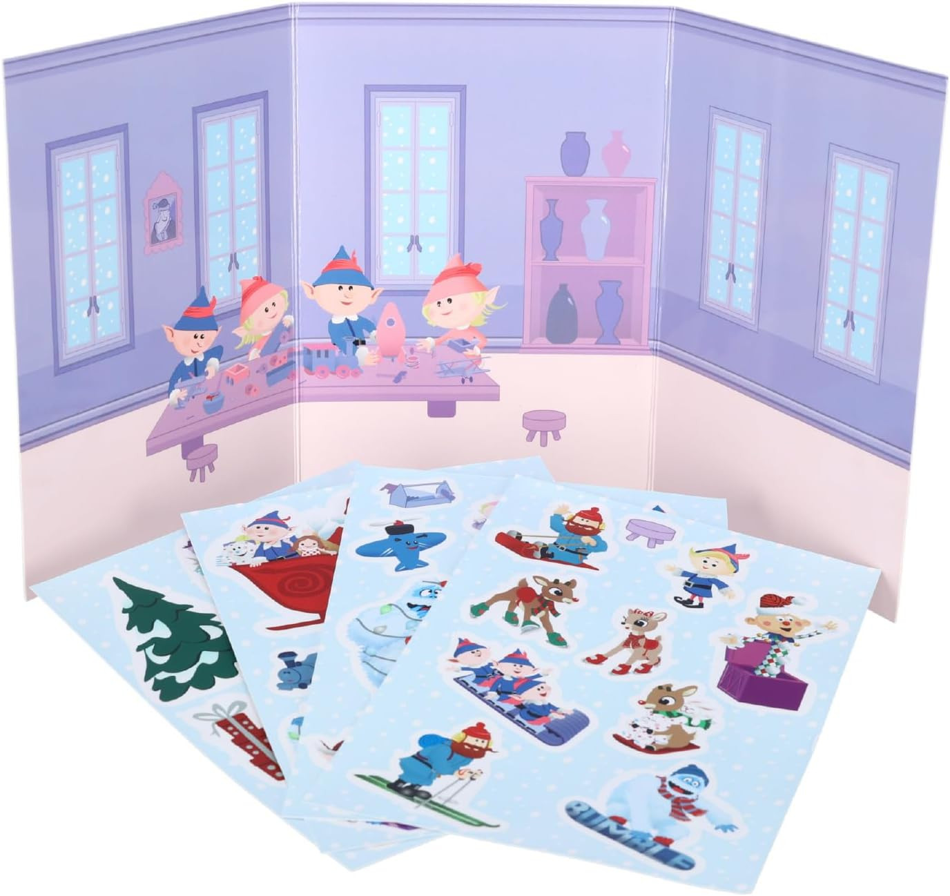 Rudolph the Red Nose Reindeer Vinyl Sticker Playset with 4 Vinyl Cling Sheets an