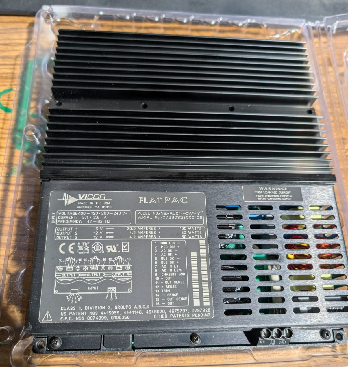 Vicor FlatPAC VE-RU011-CWYY Triple Output AC-DC Switcher 200W 5V/12V/12V #W36