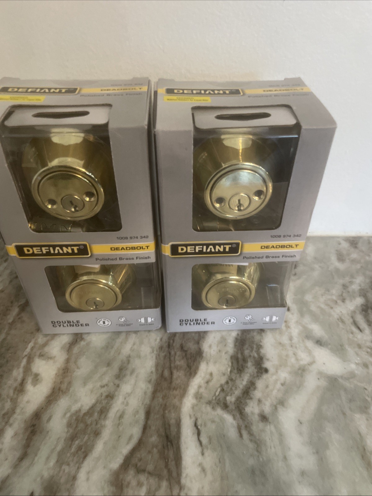 Defiant Double Cylinder Deadbolt Polished Brass Finish 1008 974 342 New Lot of 2