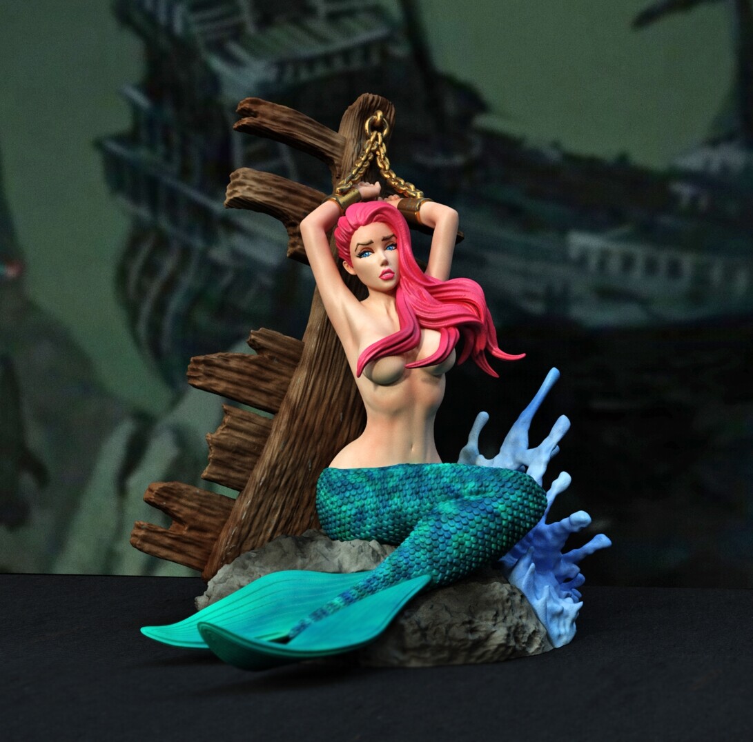 Captured Mermaid | Exclusive3dPrints | Commission | Exotic | NSFW | Painted |
