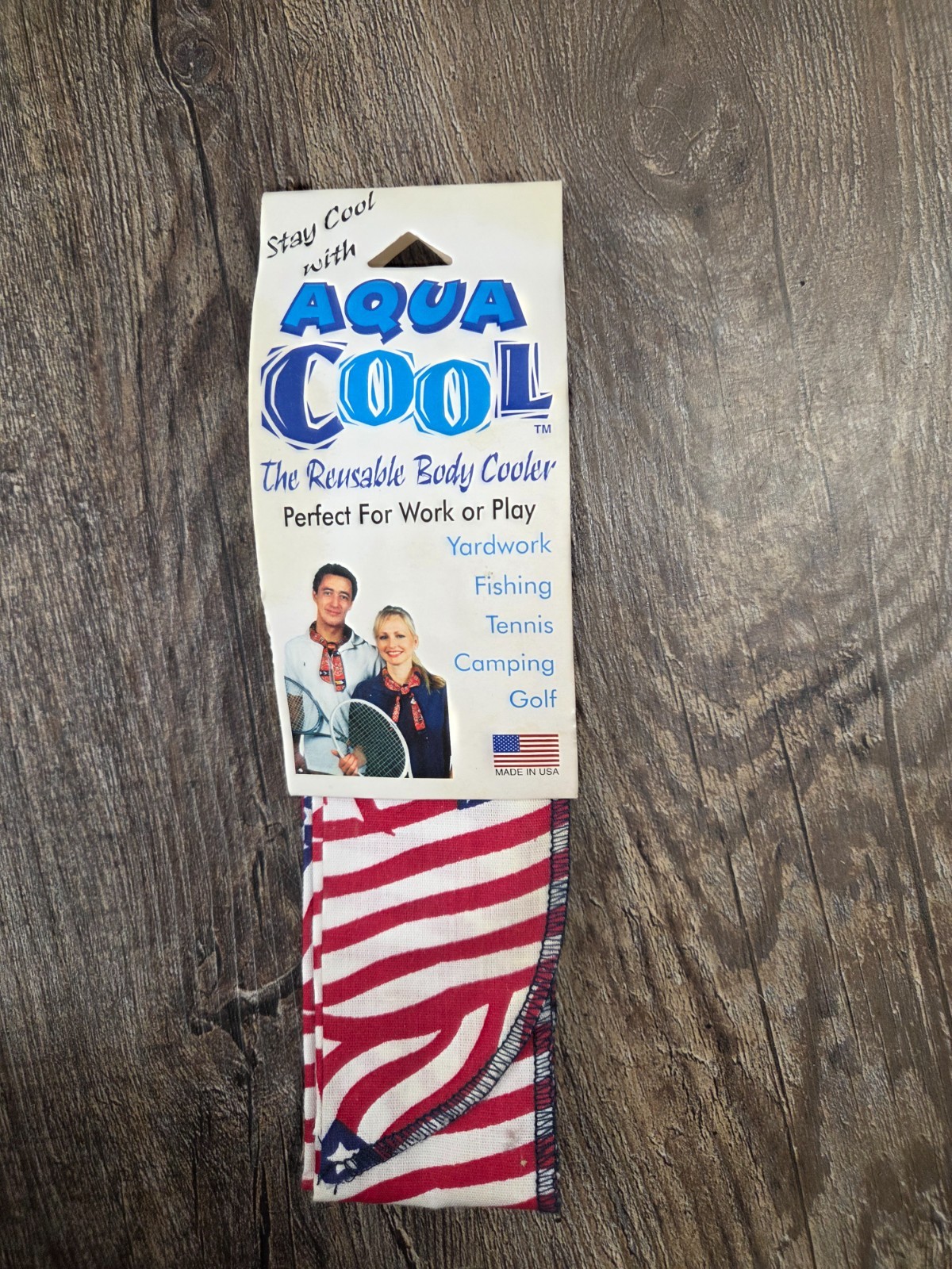 Patriotic Aqua Cool Reusable Neck Body Red White Blue StarBandana Comfort Cooler