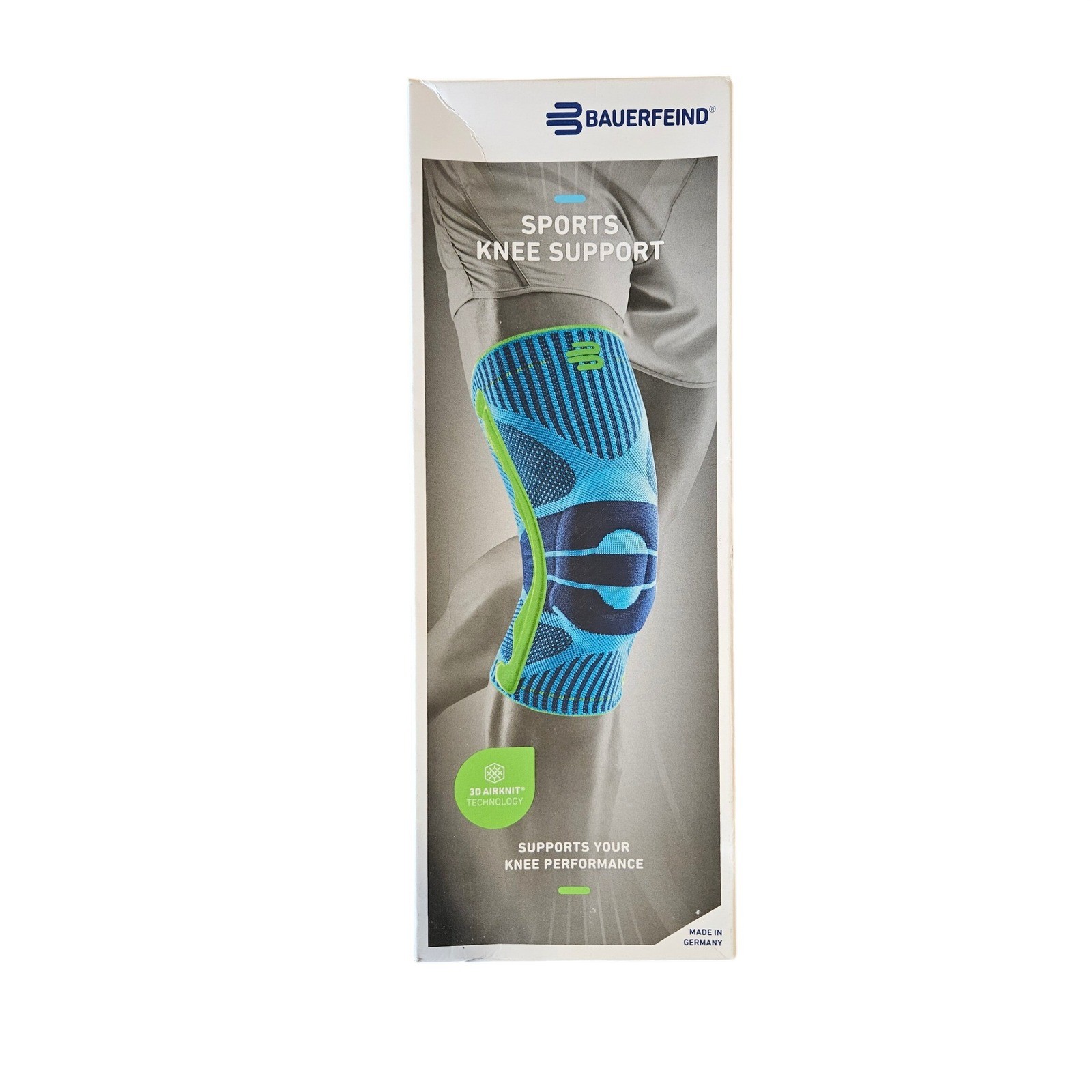 Bauerfeind Sports Knee Support Riviera Blue Lime Green 3D Airknit Size Large