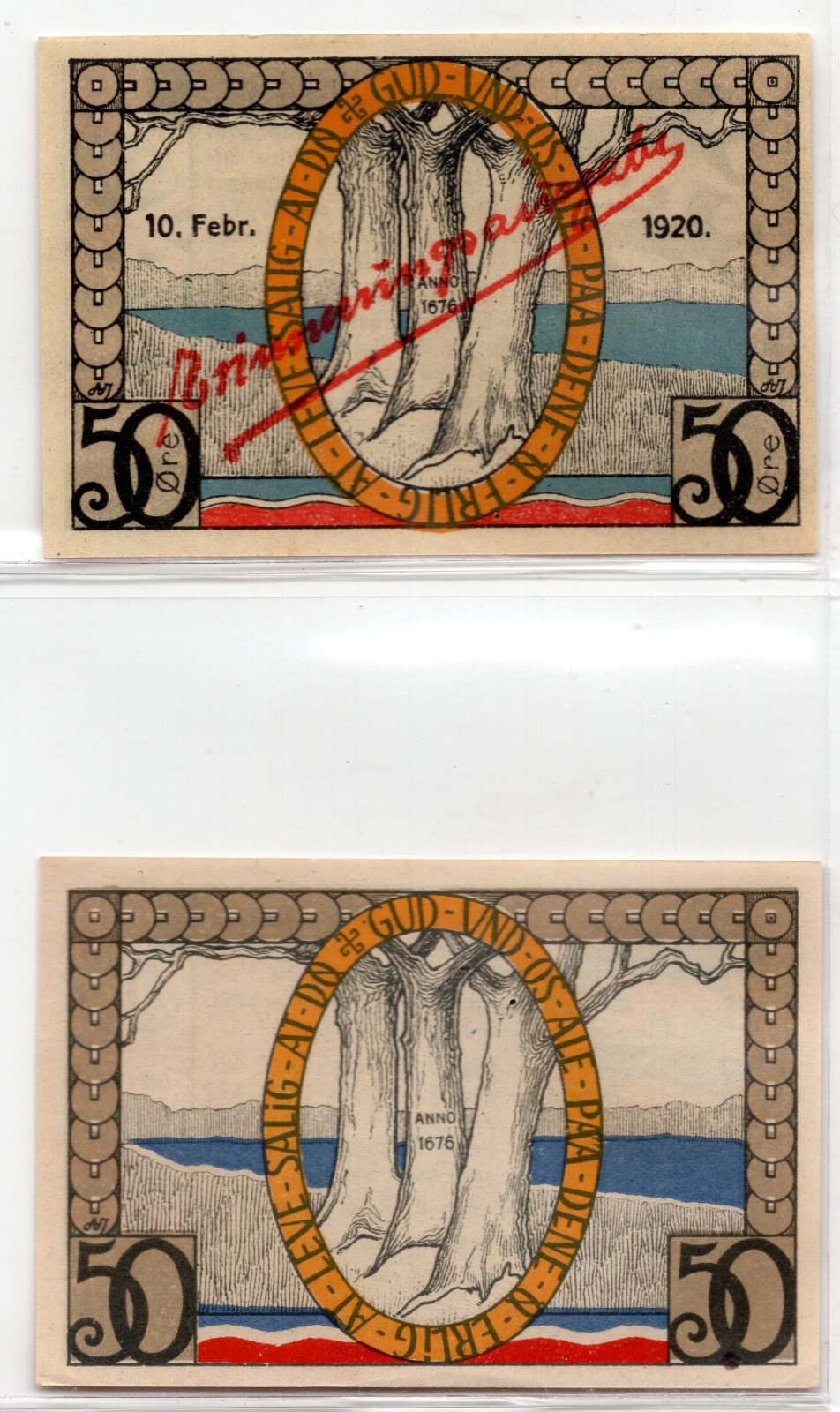 1920 Germany Augustenborg Notgeld 2 Note Set (757)