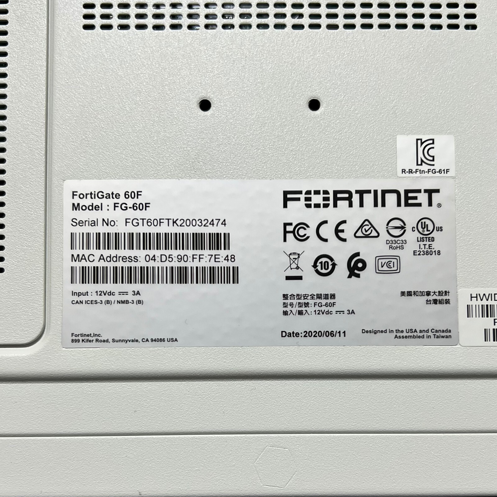 Fortinet FG-60F Fortigate-60F Network Security Firewall Initialized 【1day ship!】