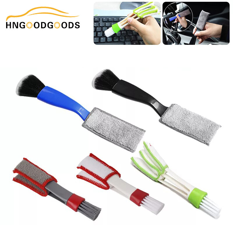 Car Detailing Brush Double Head Auto Interior Dust Brush Keyboard Crevice Clean