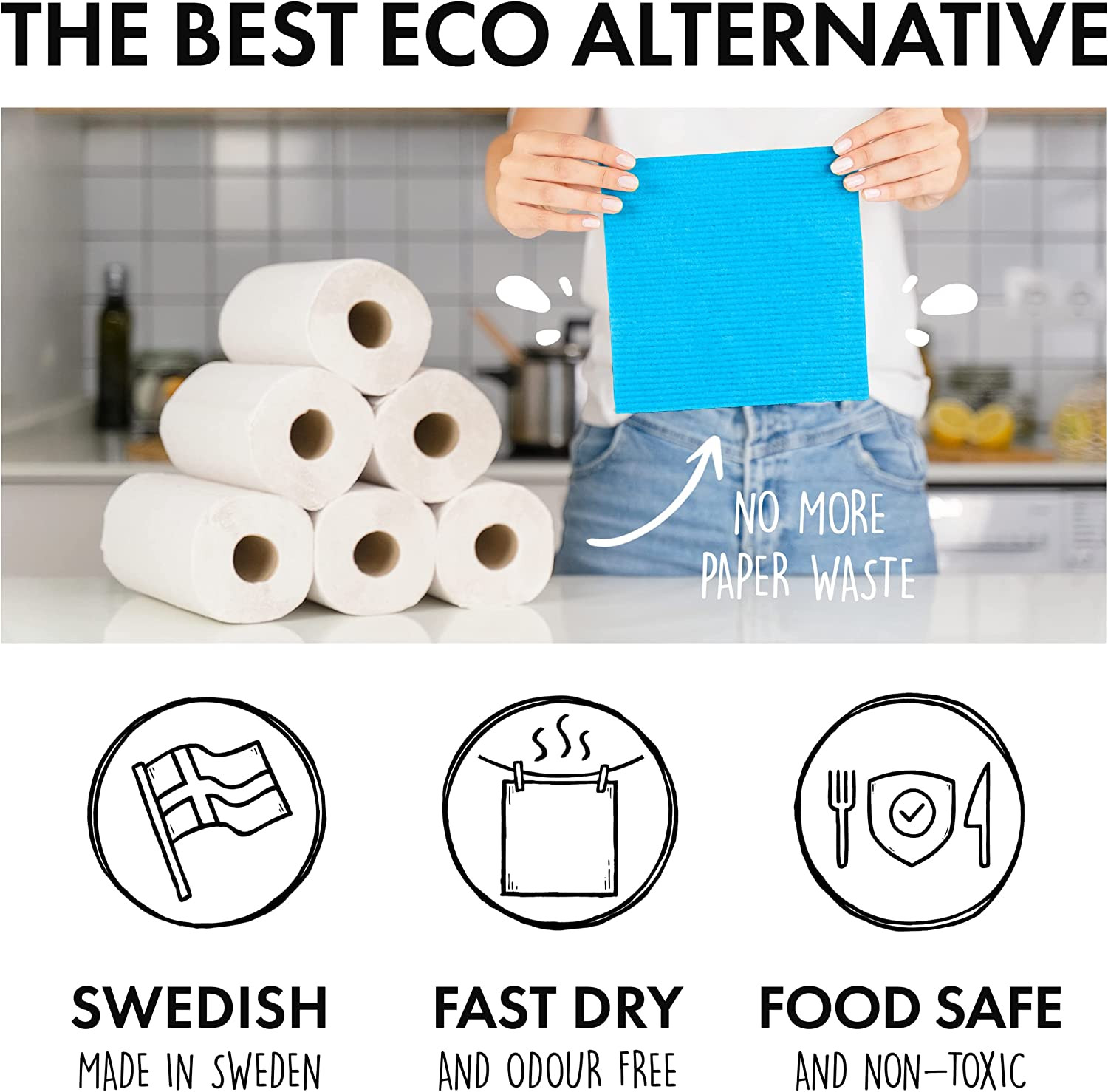 10 Pack Reusable Cleaning Cloths - 100% Biodegradable & Compostable | Washable S
