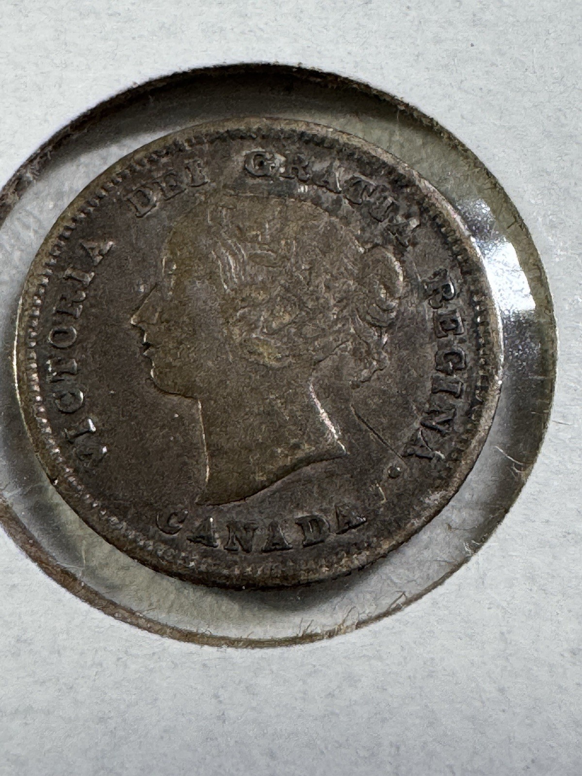 1891 Canada 5 Cents Small Silver Coin Scratched