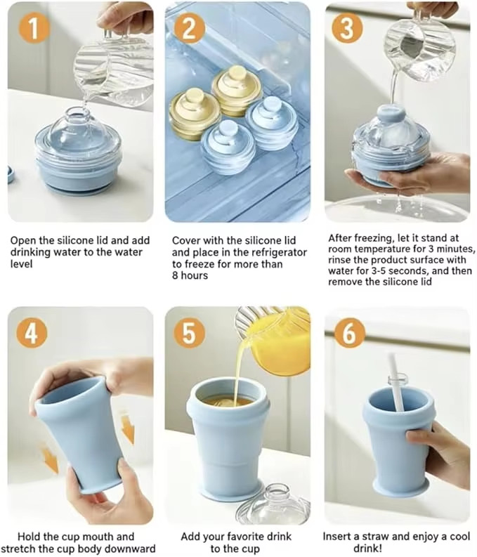 Silicone Foldable Ice Ball Cup 2-in-1 Ice Maker & Drinking Cup