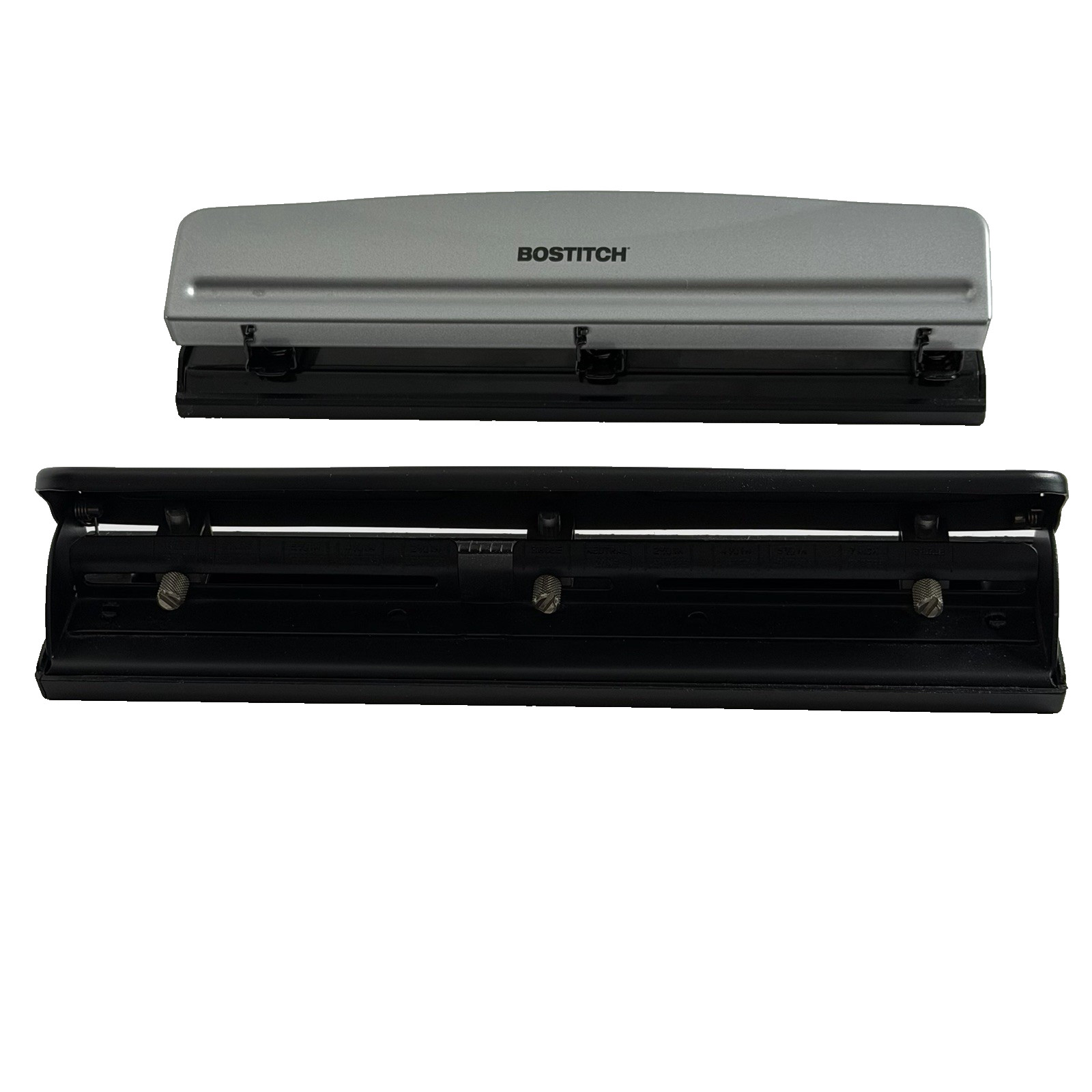Set of 2 Paper Puncher: Adjustable 2-3 Hole with Measurer, Bostitch 3 Hole HP 12
