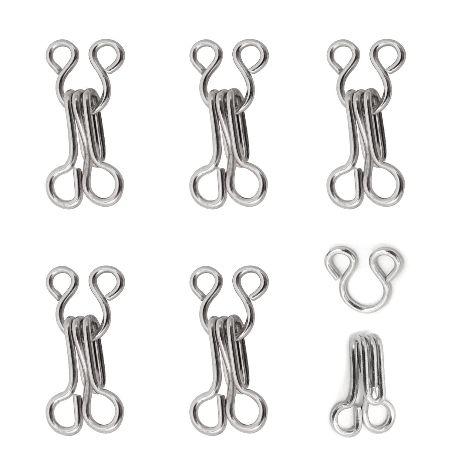 100 Sets 17 mm Silver Metal Hook And Eye Closures Sewing For Bra Clothing