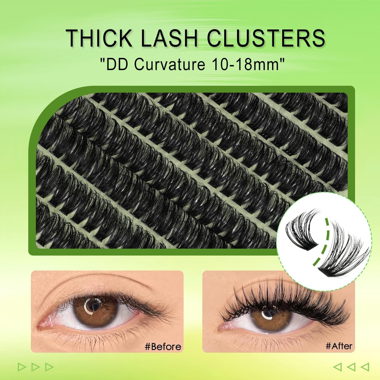Fluffy Lash Clusters Kit 60D Eyelash 3D 240 count (Pack of 1), Black