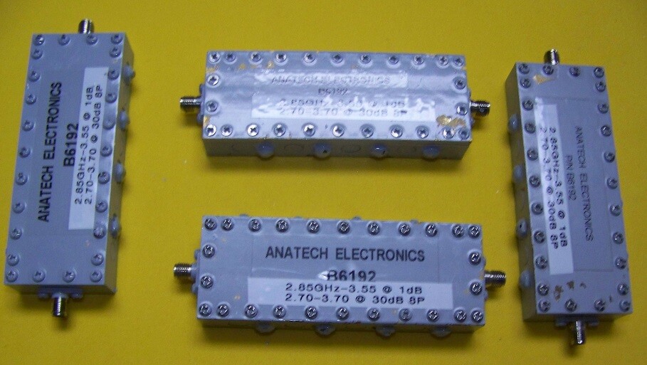 One Anatech 2.85-3.55GHz 1dB down BPF 8 poles 30dB down @ 2.7-3.7GHz Solid Brass