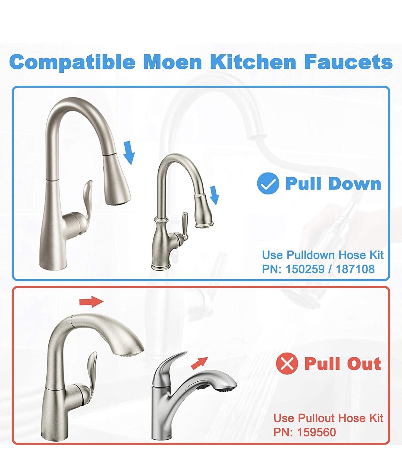Replacement Hose Part Kit for Moen Pull Down Kitchen Faucet 150259