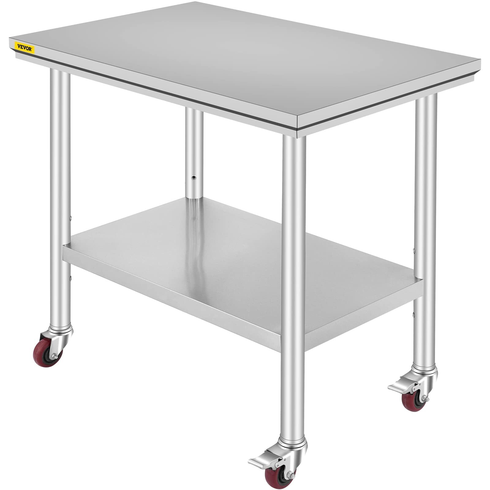 Mophorn Stainless Steel Work Table 36x24 Inch with 4 Wheels, Casters Heavy Duty