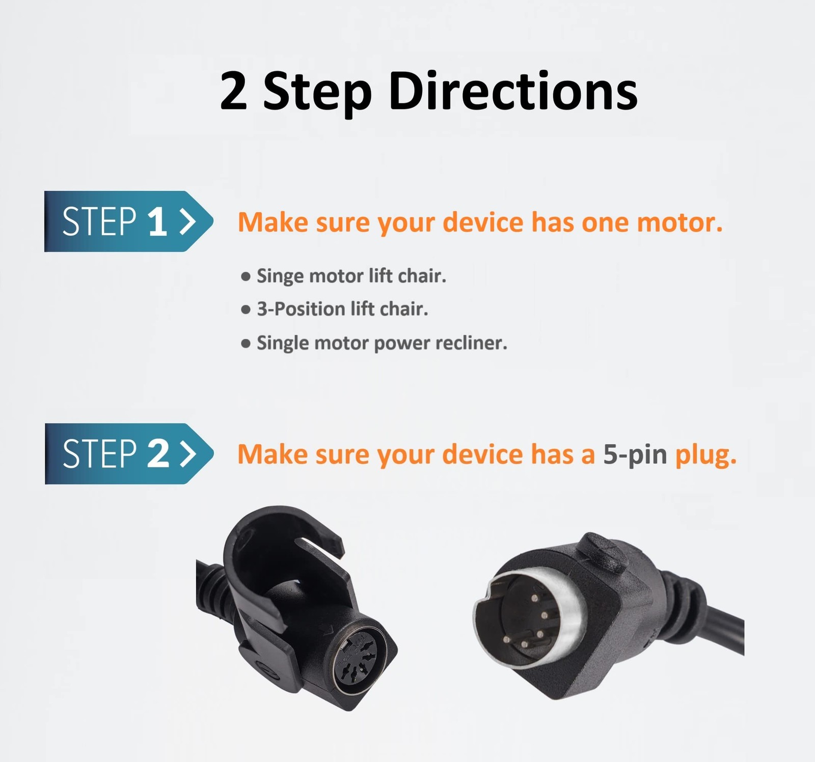Remote with 5 Pin and USB Charge Port for Power Lift Chair & Power Recliner 2...