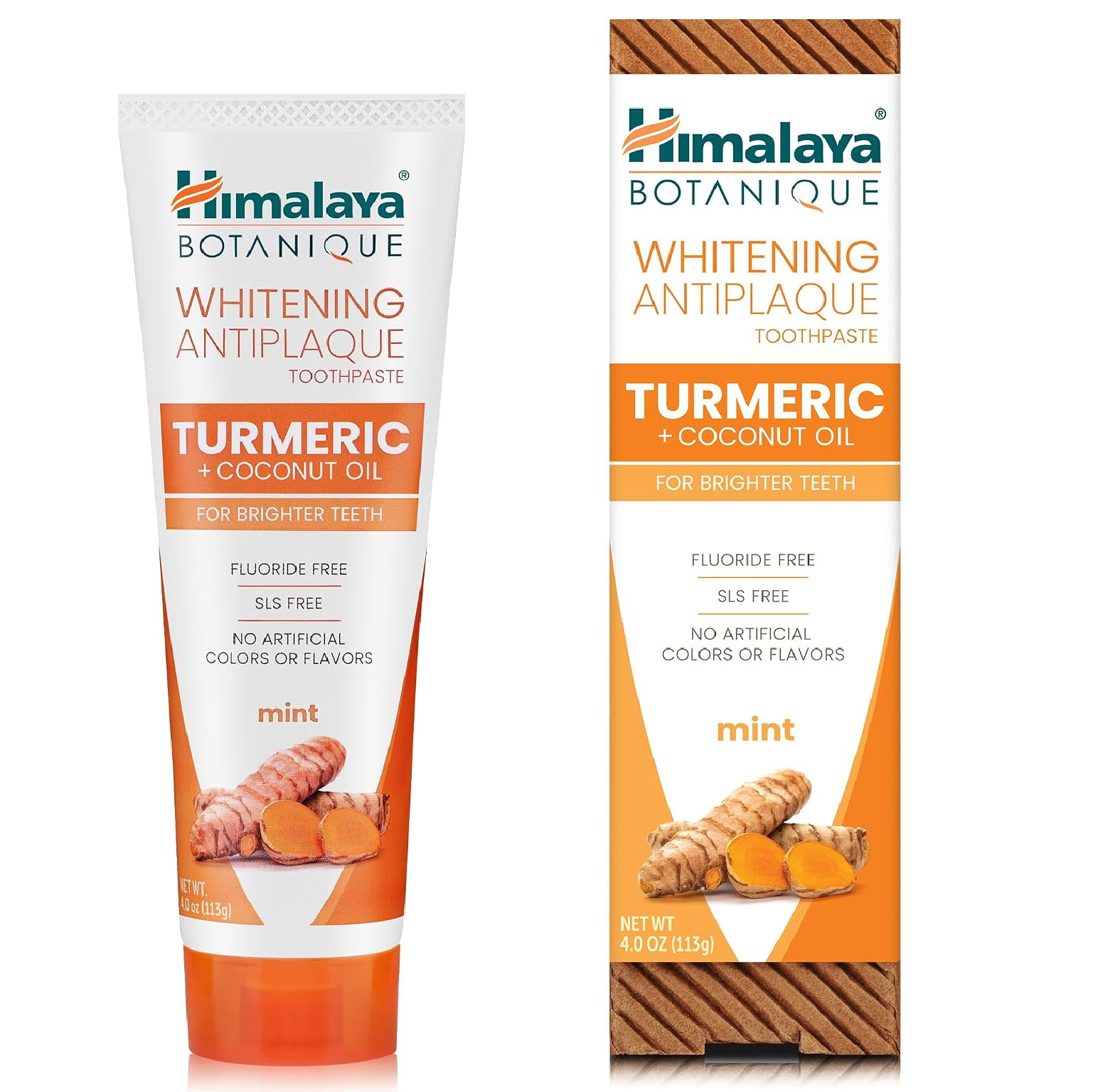 Himalaya Botanique Turmeric & Coconut Oil Whitening Toothpaste 4oz Fluoride Free
