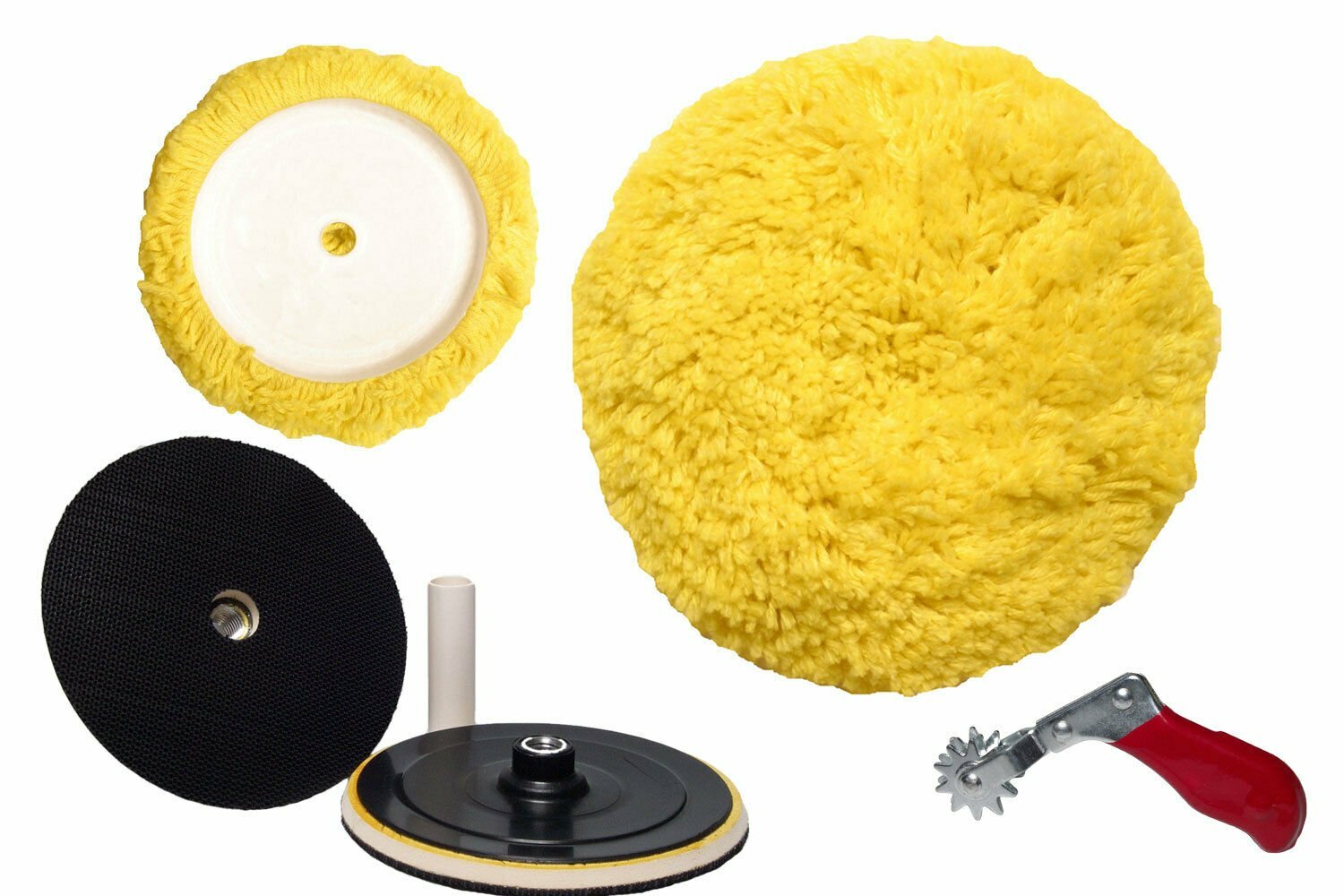 7.5" Wool Blend Hook & Loop Buff Pad Kit-Medium Cutting & Polishing Made in USA