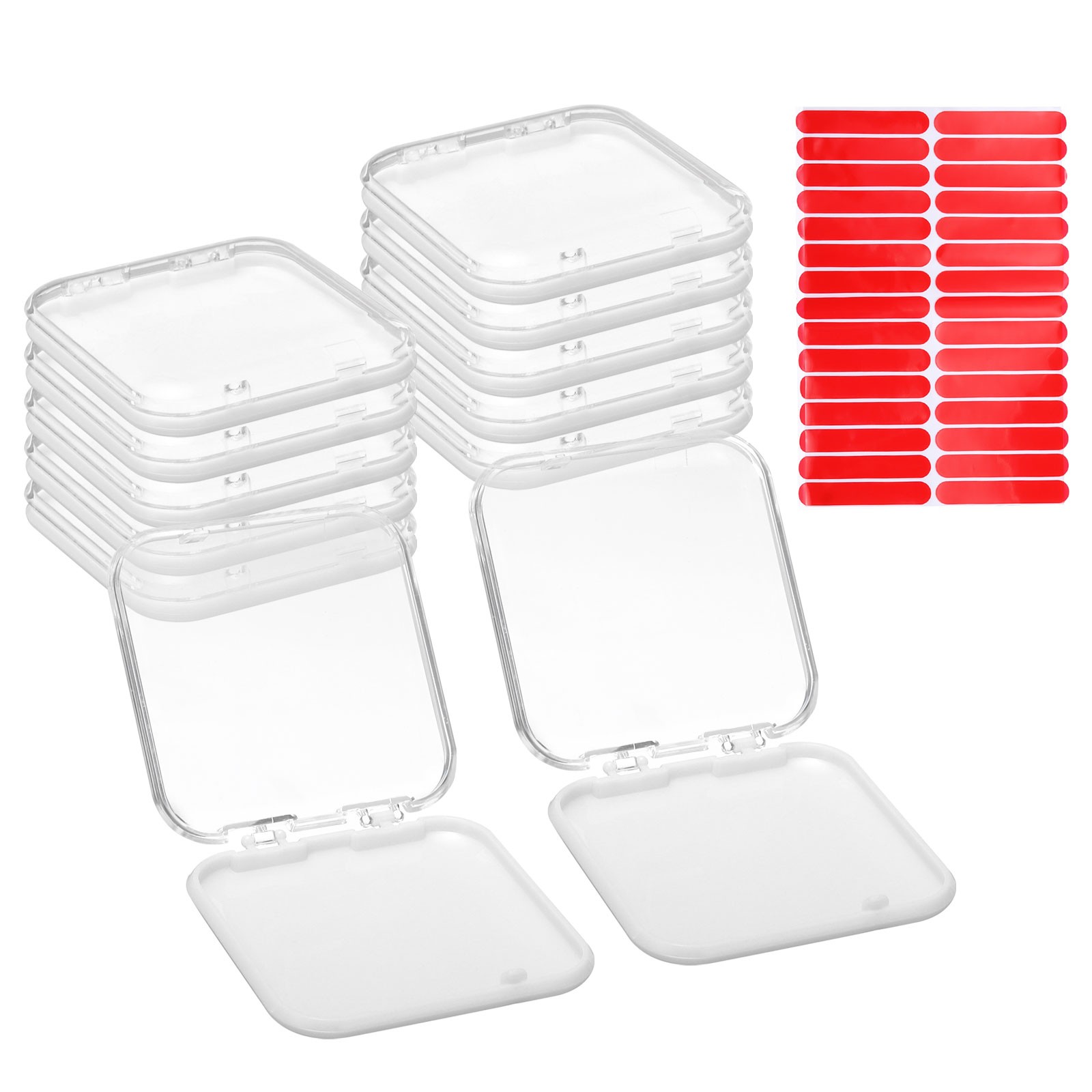 12 Pcs Press on Nail Storage Box with 30 Pcs Adhesive Tape, Clear/White