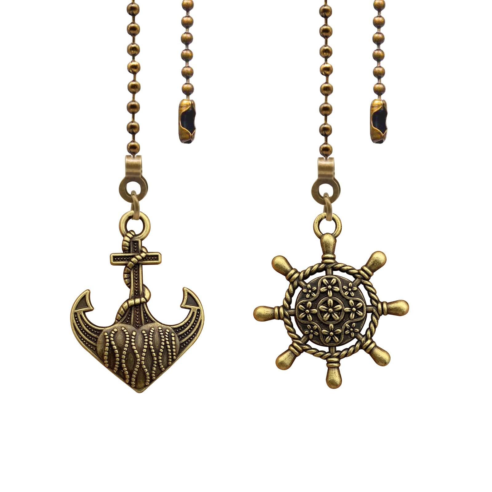 Dotlite Nautical Ceiling Fan Pull Chain Rudder & Anchor, 2Pcs 12,