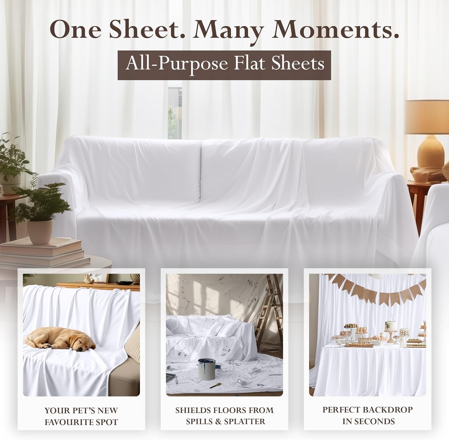 Twin Flat Sheet Only White Brushed Microfiber