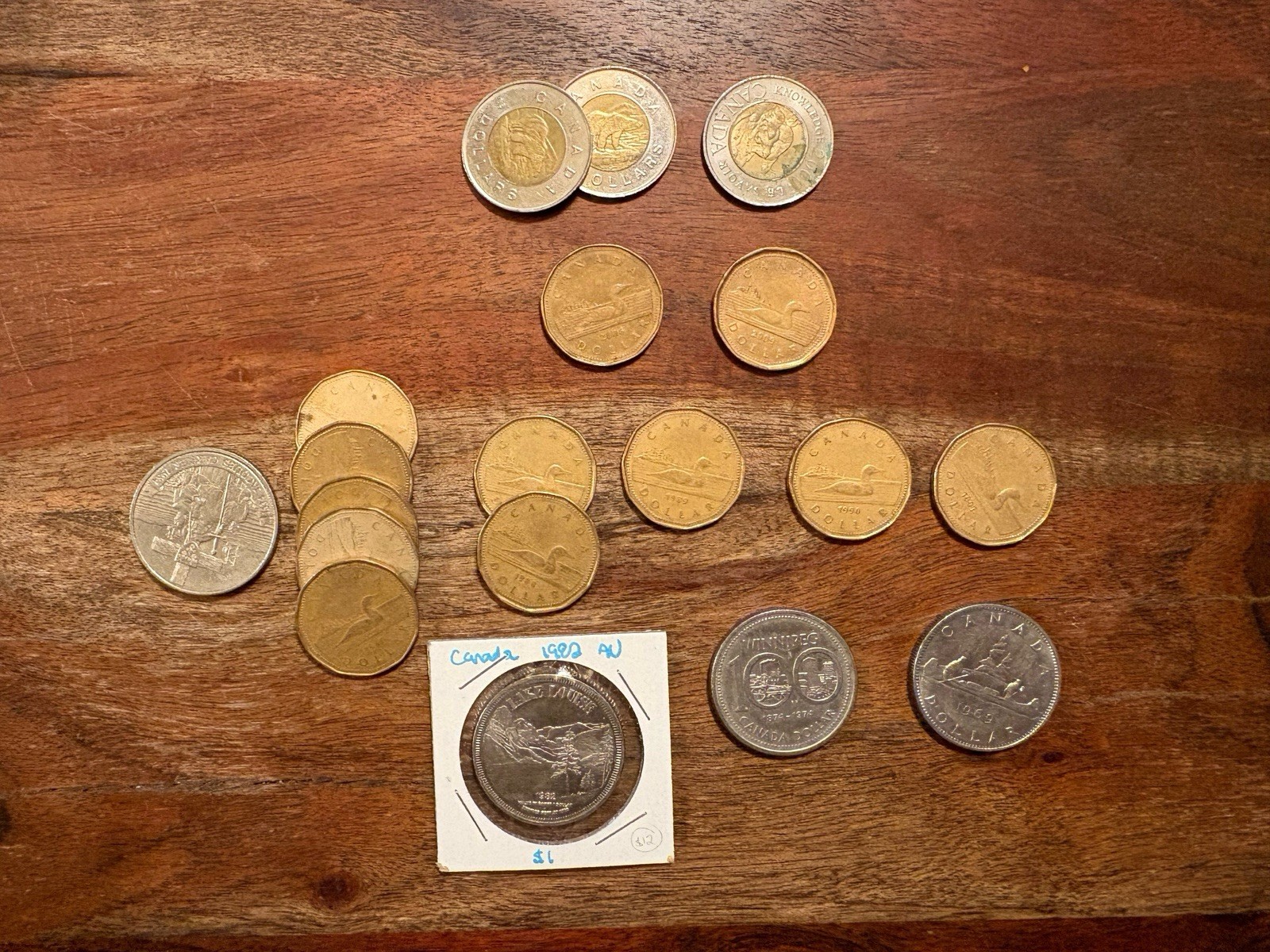 Lot of Canadian Dollar and Two Dollar Coins
