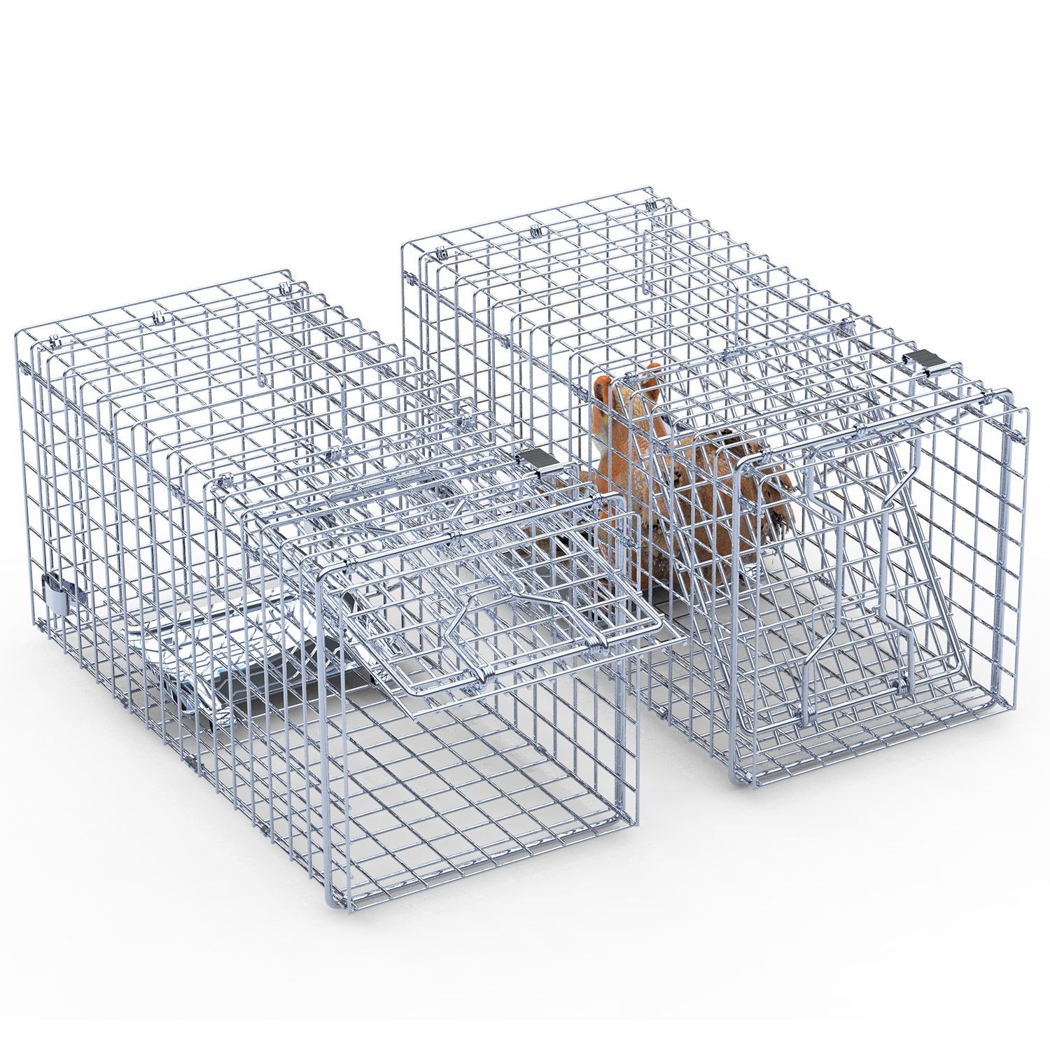2Pcs 18in Humane Cage Live Animal Single Door Trap for Yard Garden Animal Cage