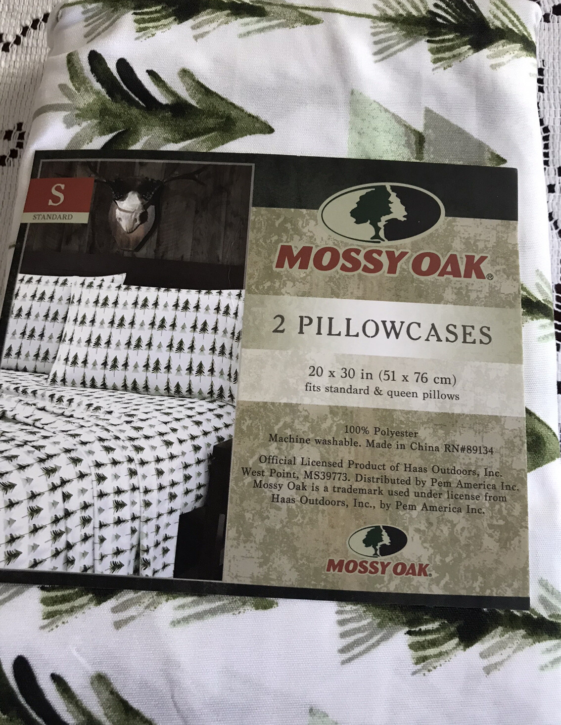 Mossy Oak 2 Pack Standard Pillowcases 20 X 30” PINE TREES Cabin /Lodge New