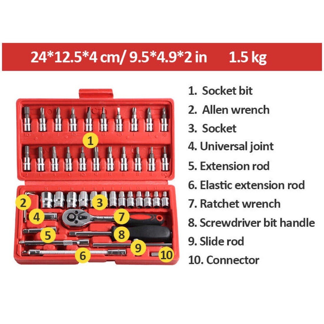 46 pieces essential tools
