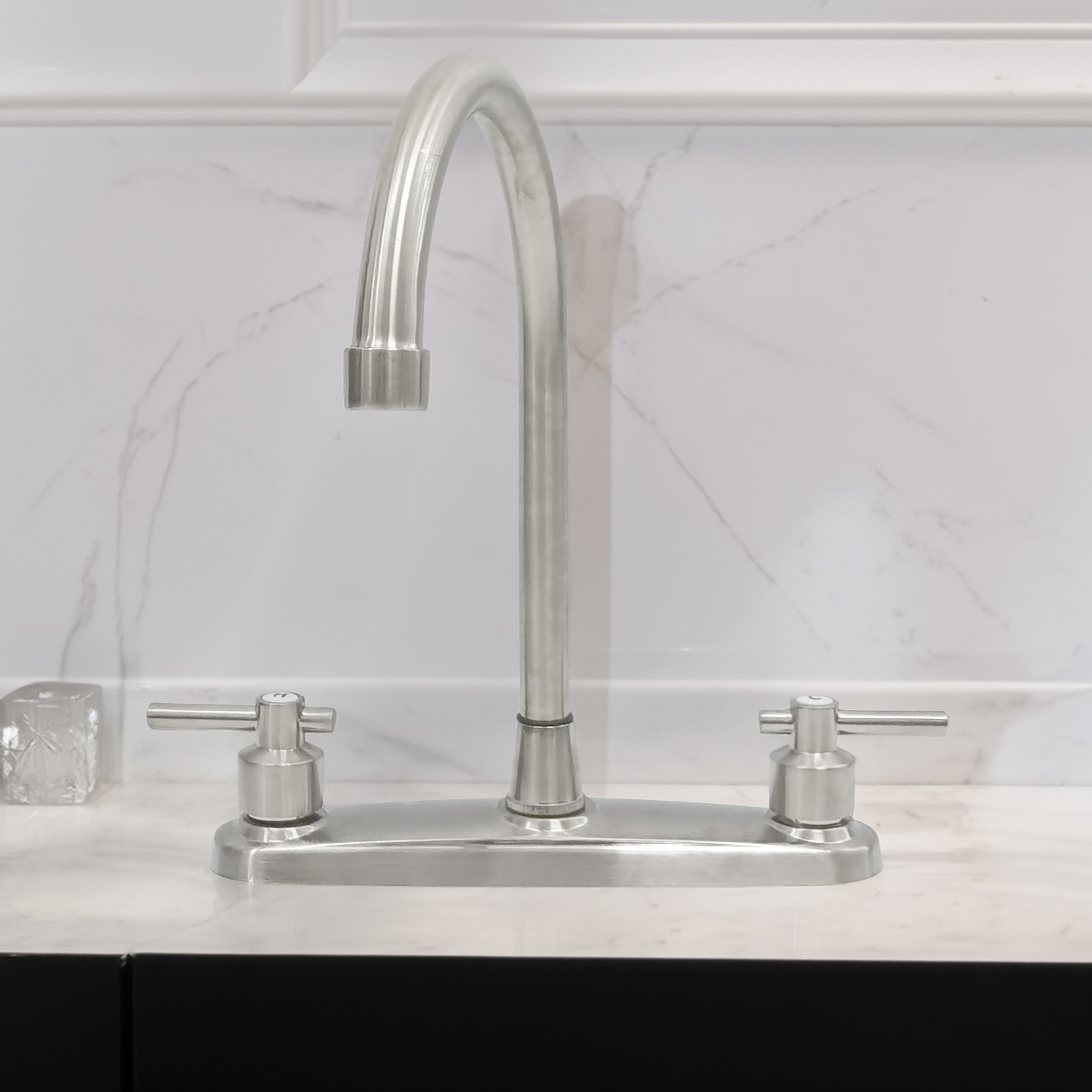 8inch Stainless Steel Brushed Nickel Kitchen Bathroom Faucet Sink Double Handle