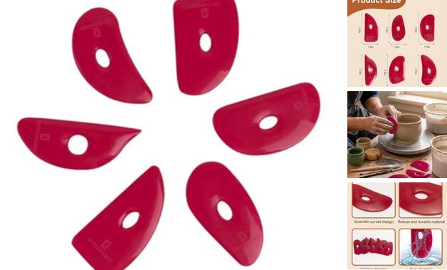 Pottery Ribs for Pottery Tools and Clay Tools, Soft Silicone Ceramic red-6
