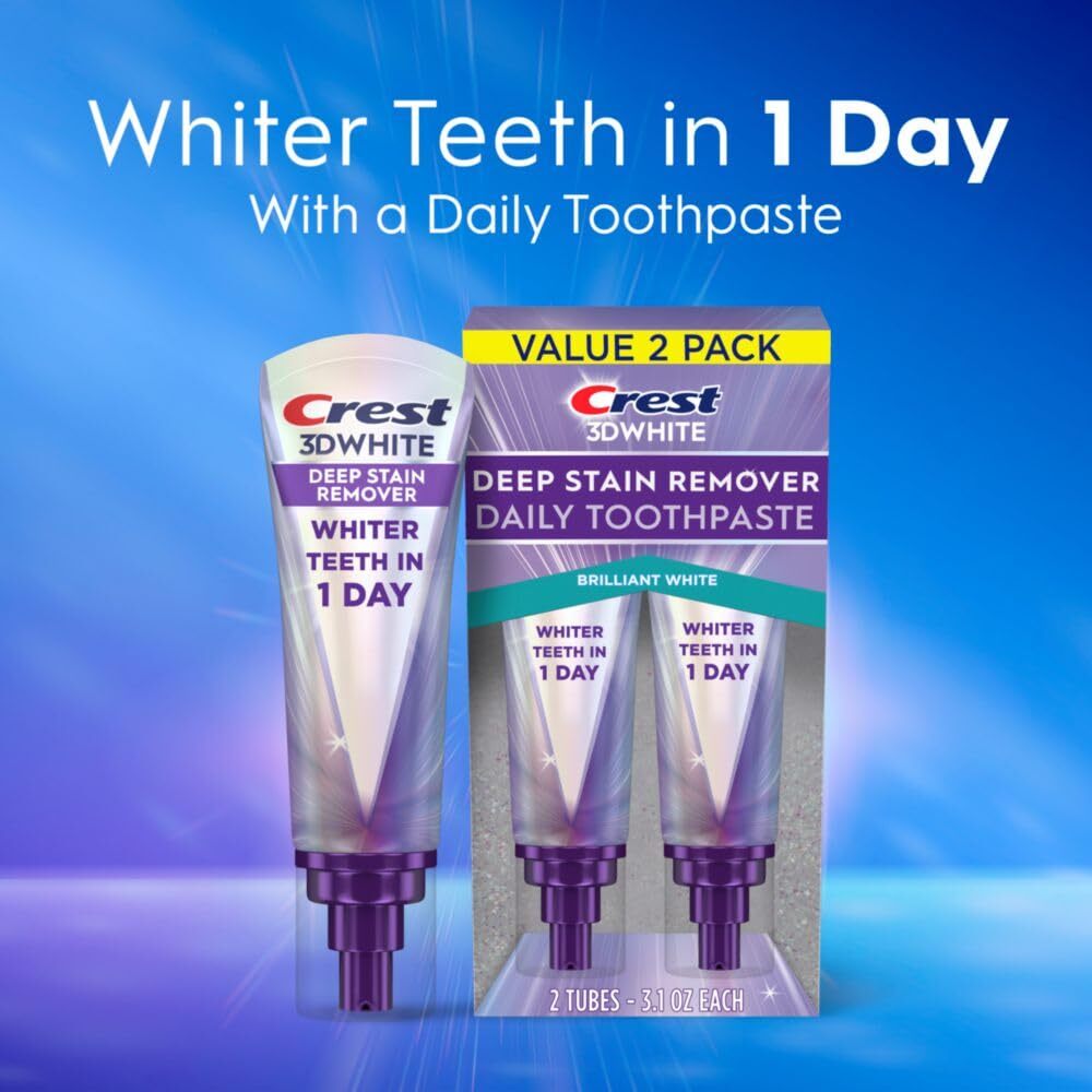 3Dwhite Brilliance Deep Stain Remover Brilliant White Toothpaste - 3.1Oz/2Pk