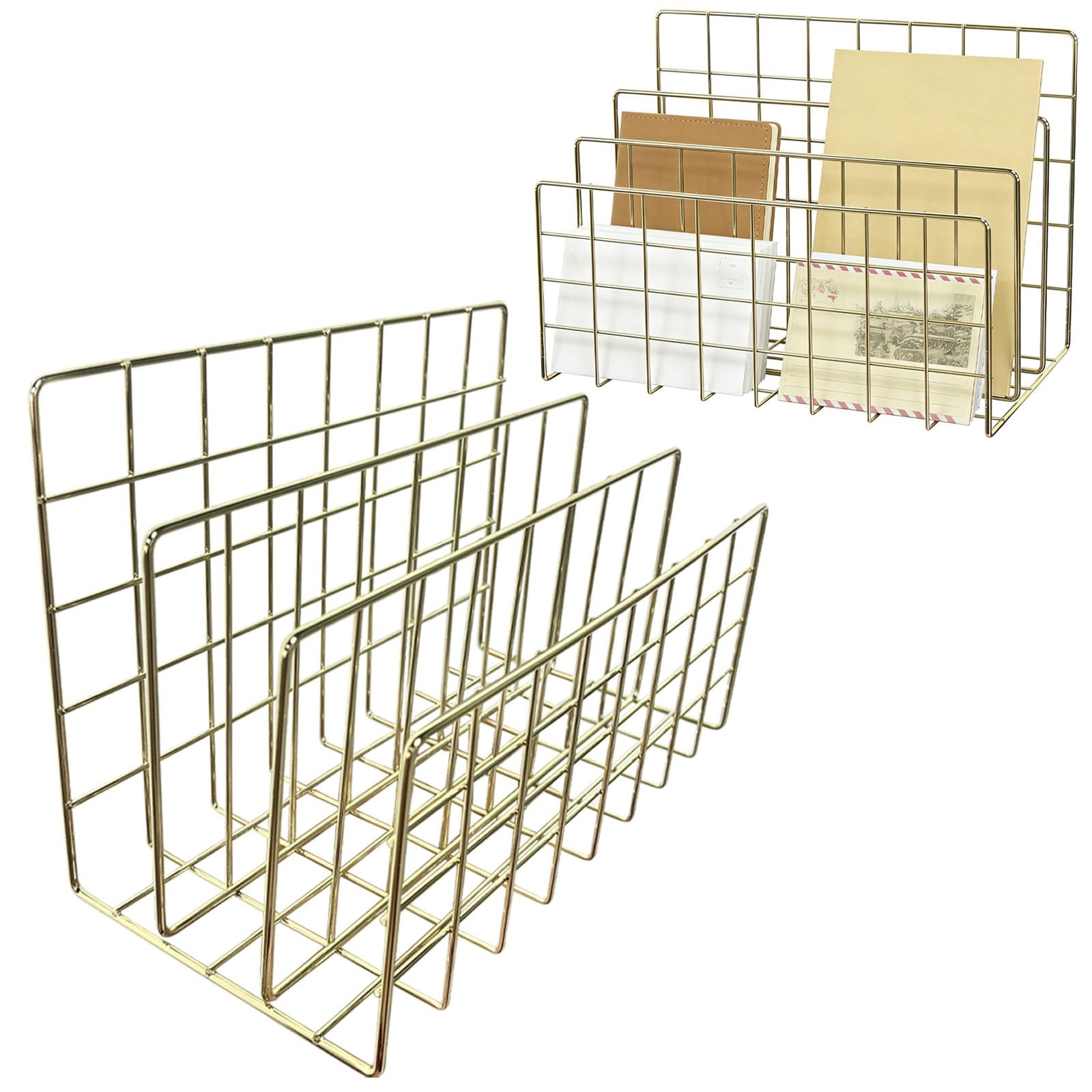 2PCS Organizer for Desk, Metal Letter Holder Countertop with 3-Slot, 24 x 12 ...