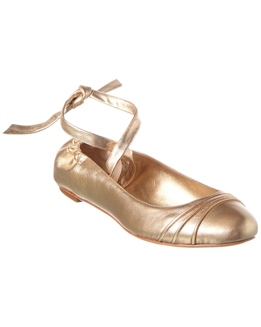 Alexandre Birman Clarita Leather Ballet Flat Women's Gold 37.5