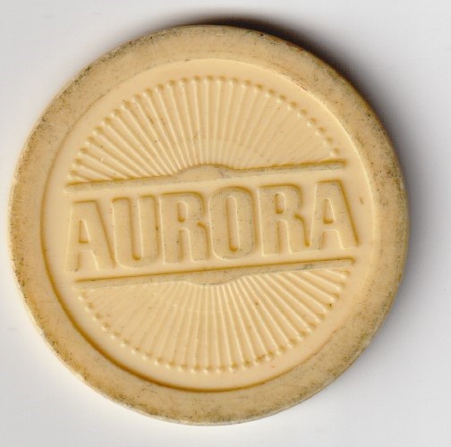 Vintage Aurora Red Dots Plastic Token Toy Chip Off White LOOK RARE