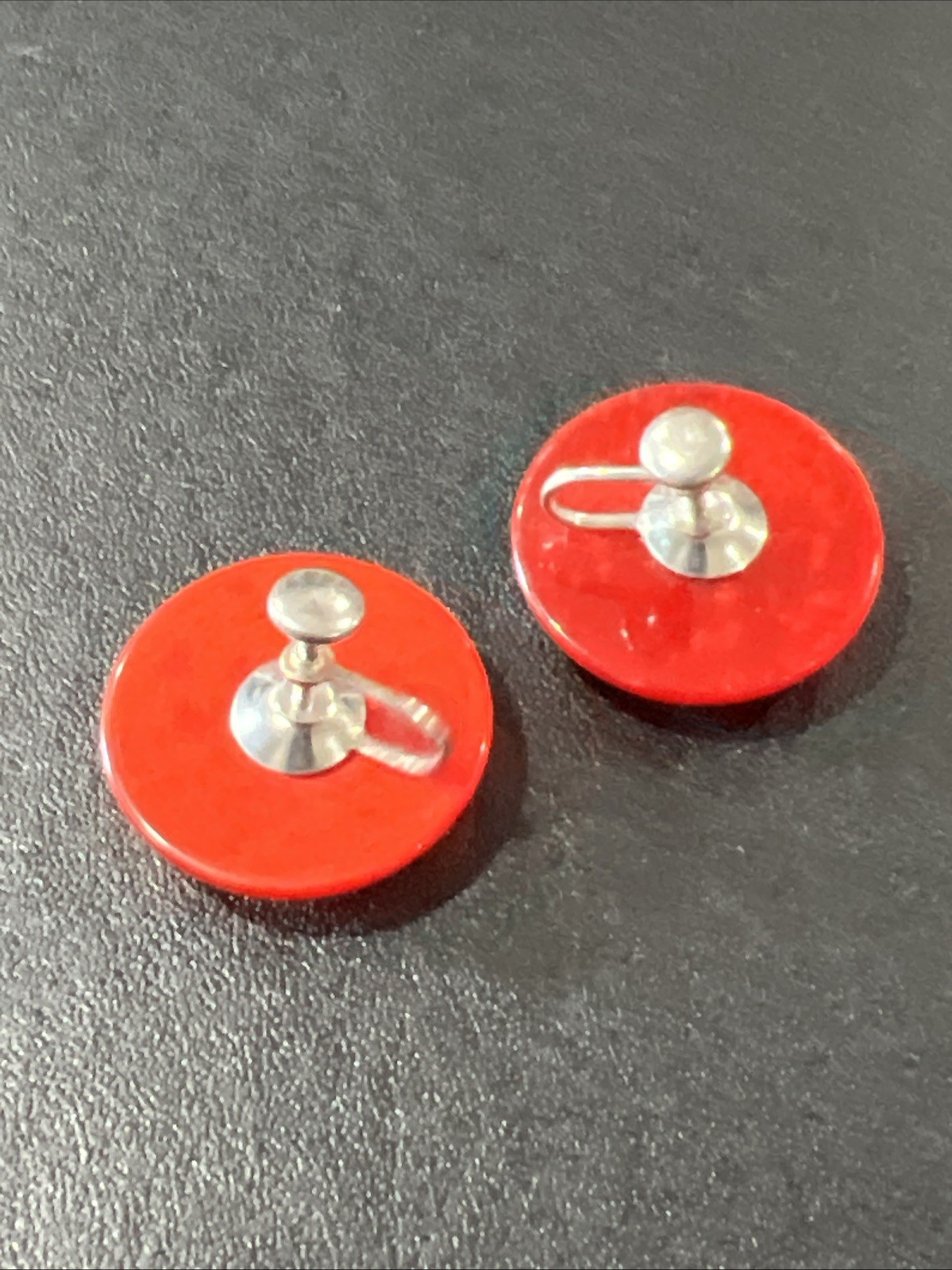 vintage red lucite Screw Back Earrings