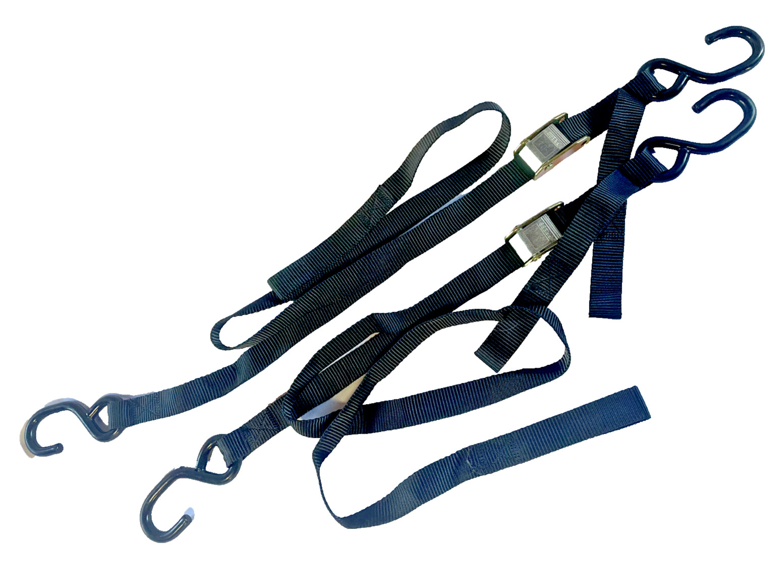 Set of 2 Tie Down Straps Cam Buckle w/coated S Hook & Soft Loop Motorcycle Bike