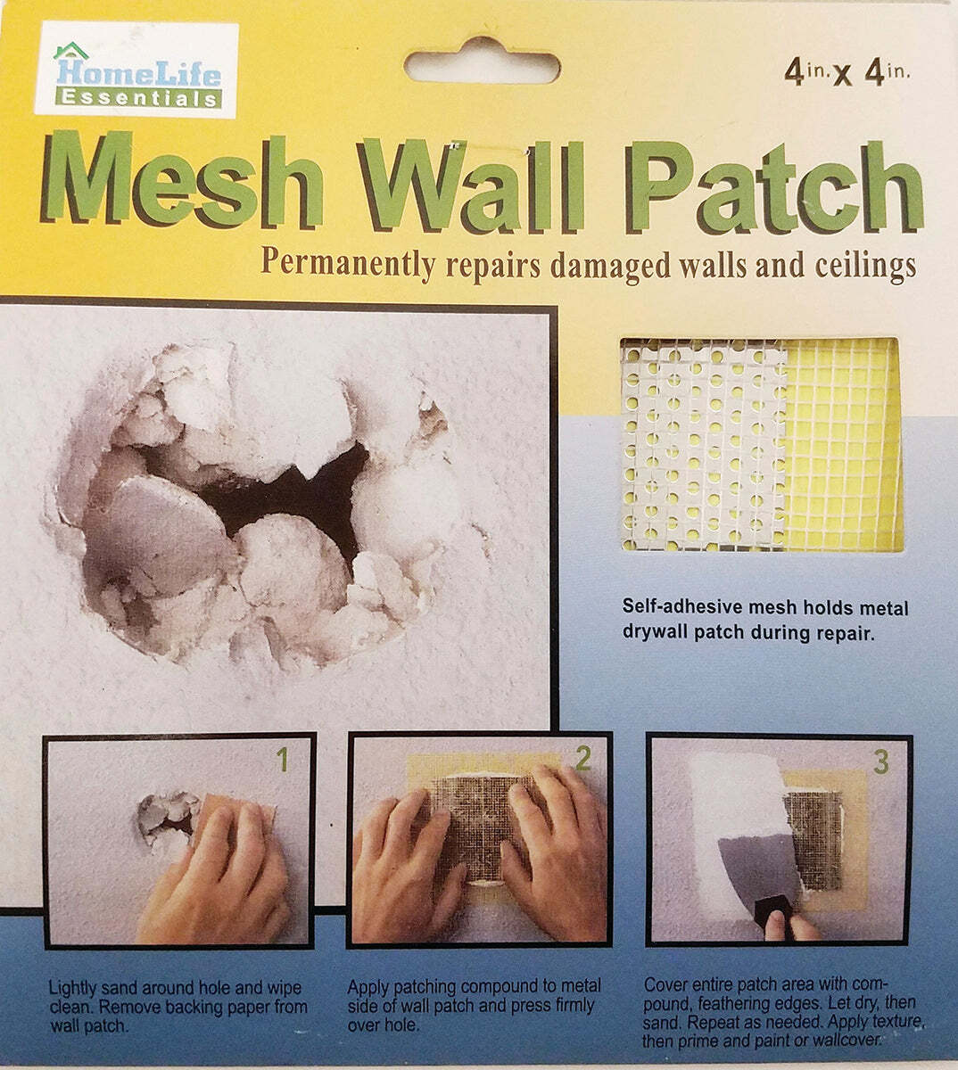 HomeLife Essentials 4" Self Adhesive Mesh Drywall Repair Patch