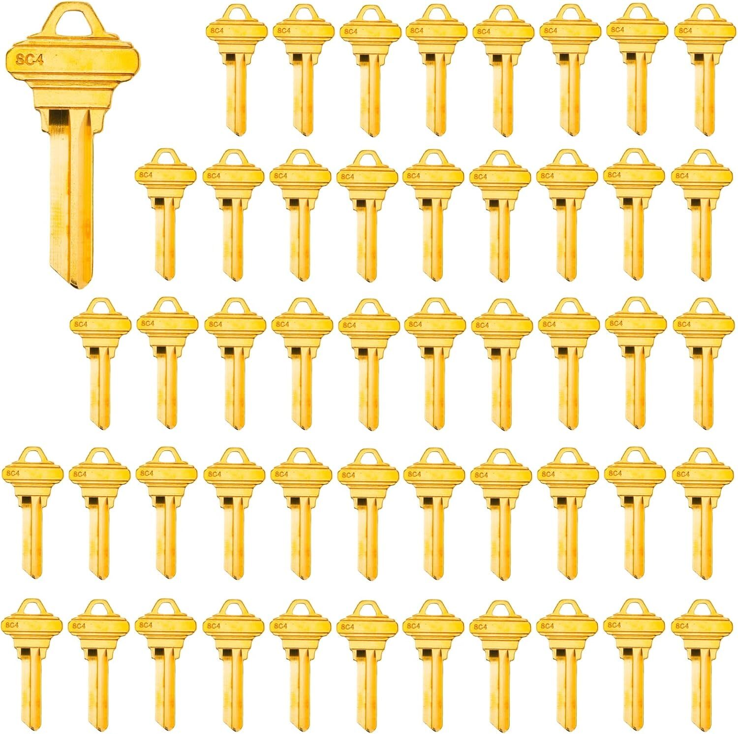 50PCS SC4 Key Blanks Uncut Blank Keys Copper Structures Blank Keys 6SH1