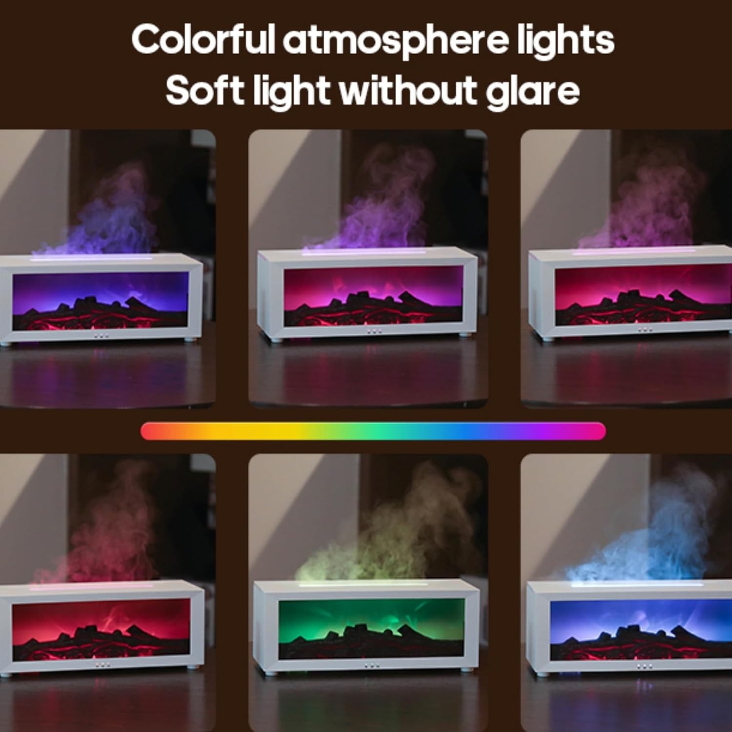 Fireplace Flame Humidifier 7 Colors Aromatherapy Essential Oil Diffuser Remote
