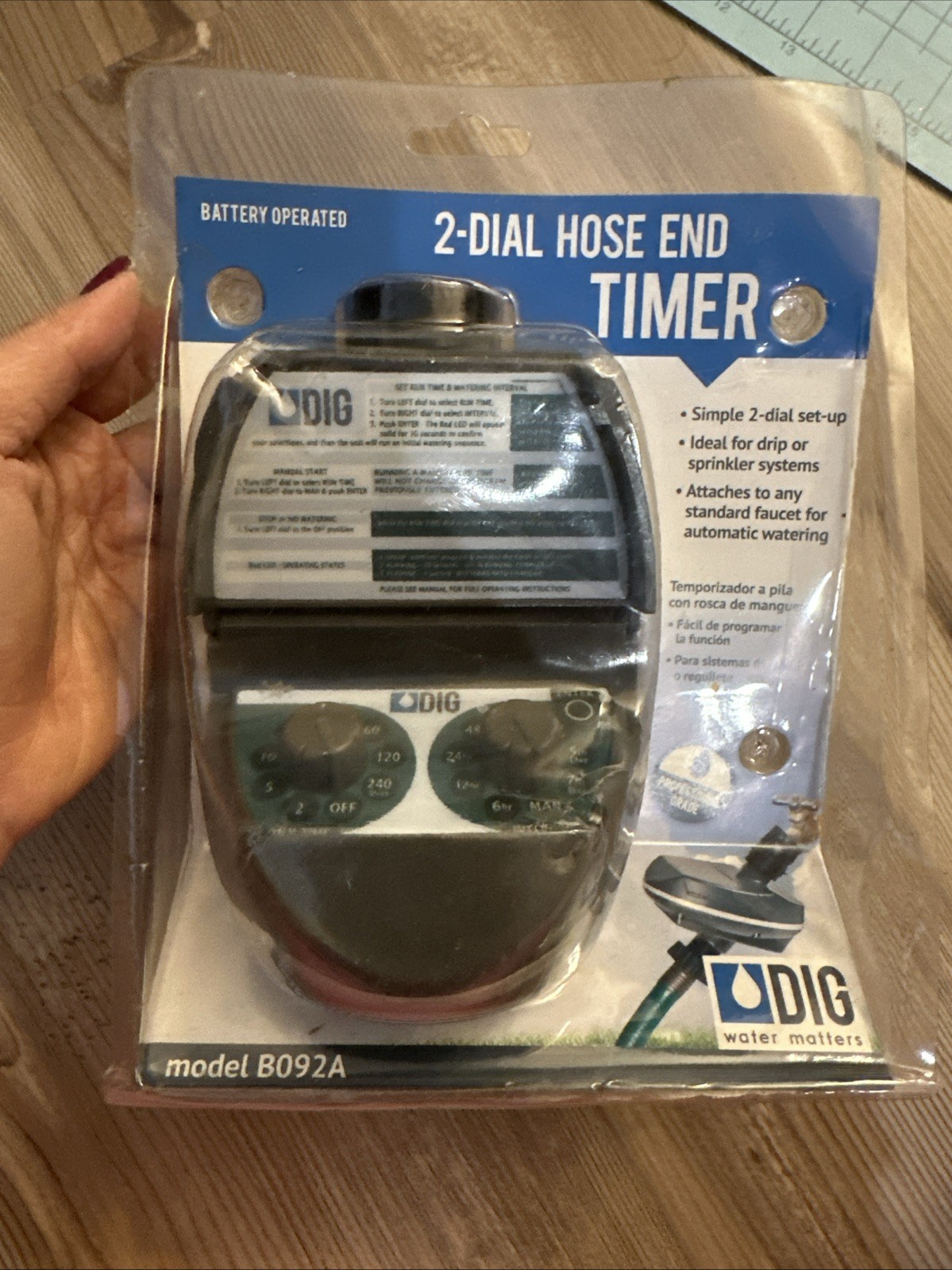 DIG Hose Thread Watering 2 Dial Timer Programmable Battery Operated B092A