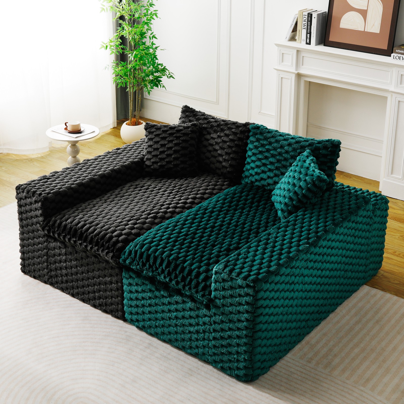 Luxury Color-Block Turtle Velvet Multifunctional Sofa - Arrangeable in Single