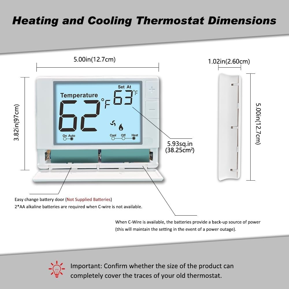 Thermostat for Conventional Systems - Non-Programmable with Touch Control LCD