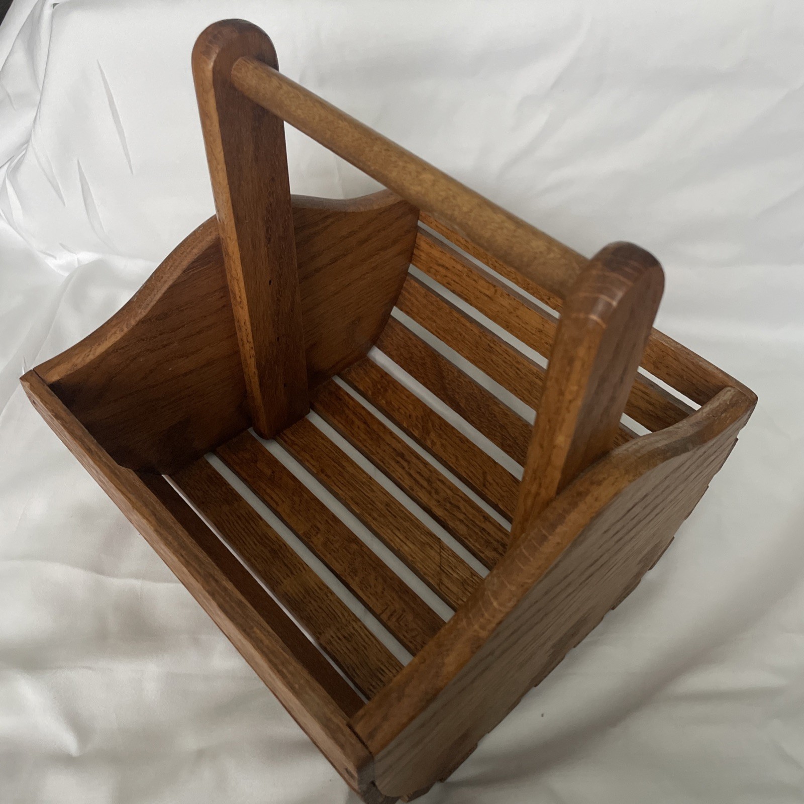 Wood Basket COUNRTY Decoration FARMHOUSE Decor Napkin Holder Rustic Plant Vtg