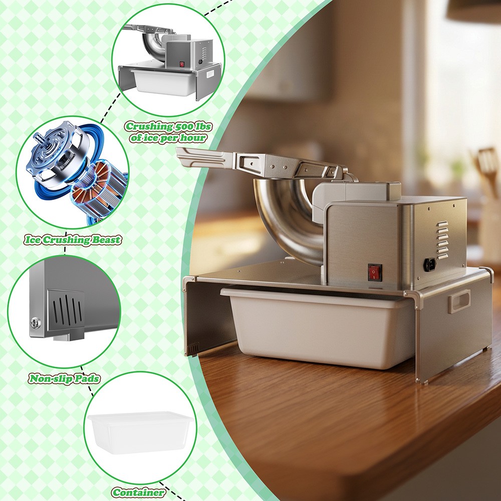 Commercial Shaved Ice Machine - Electric Snow Cone Machine, Suitable for Party