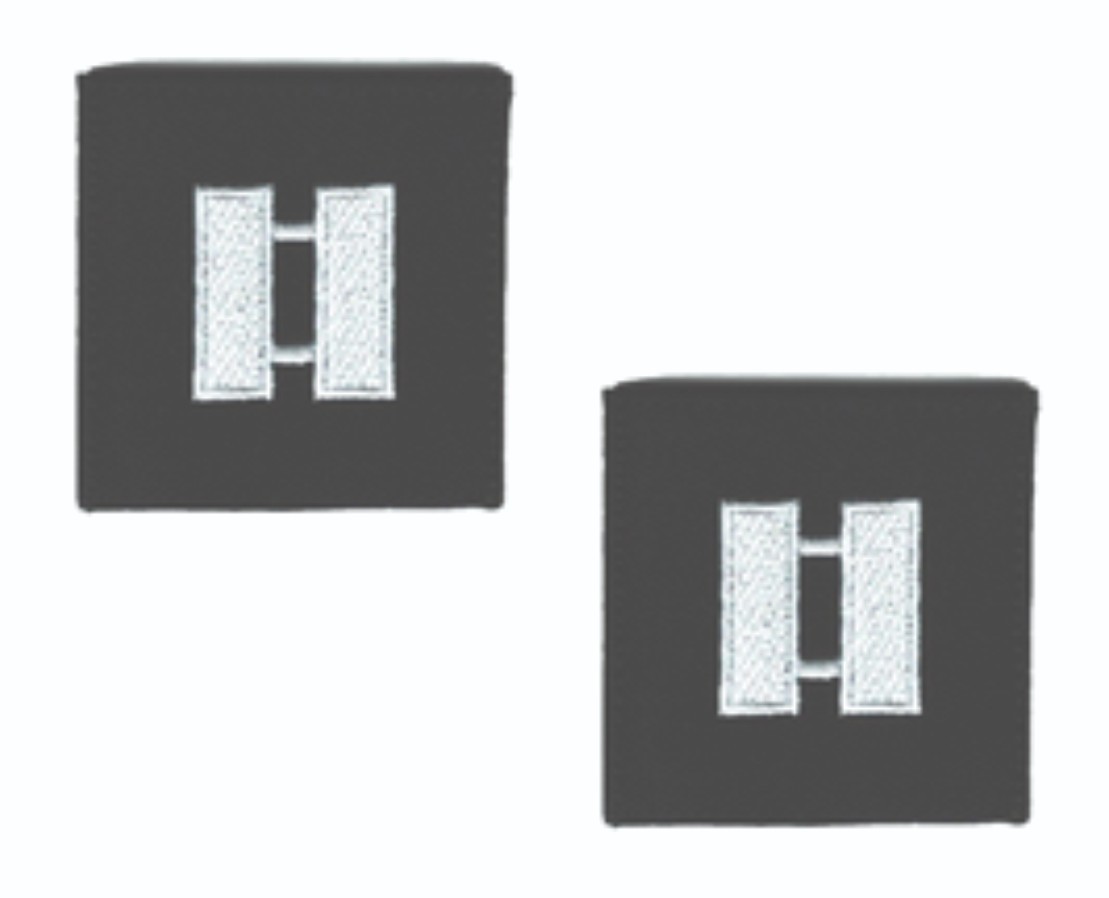 Lot of 2 O-3 Captain Rank Patches 2” Hook Backed Black White