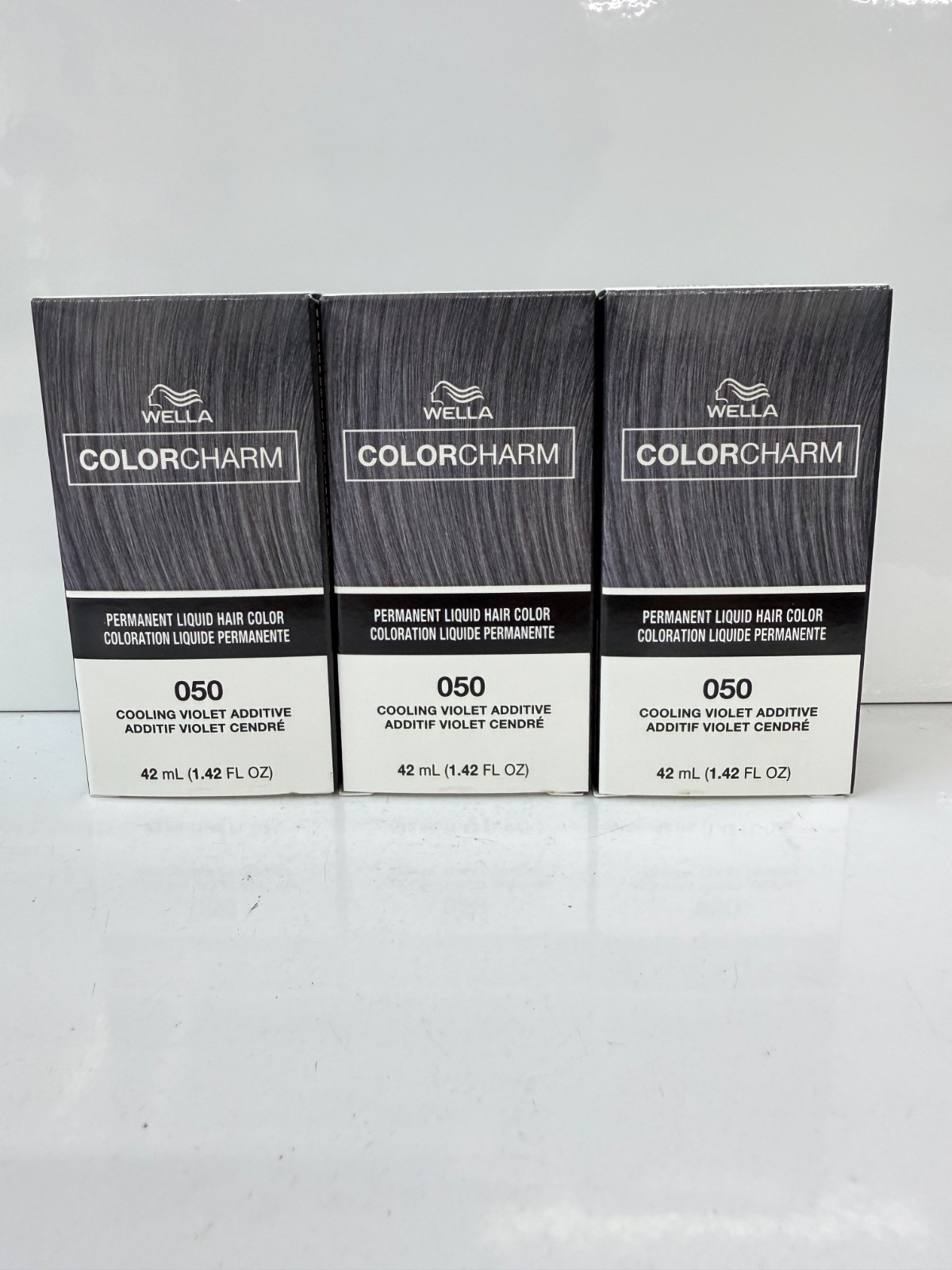 Wella Color Charm Permanent Liquid Hair Color 050 Cooling Violet 1.4oz 3pc Combo
