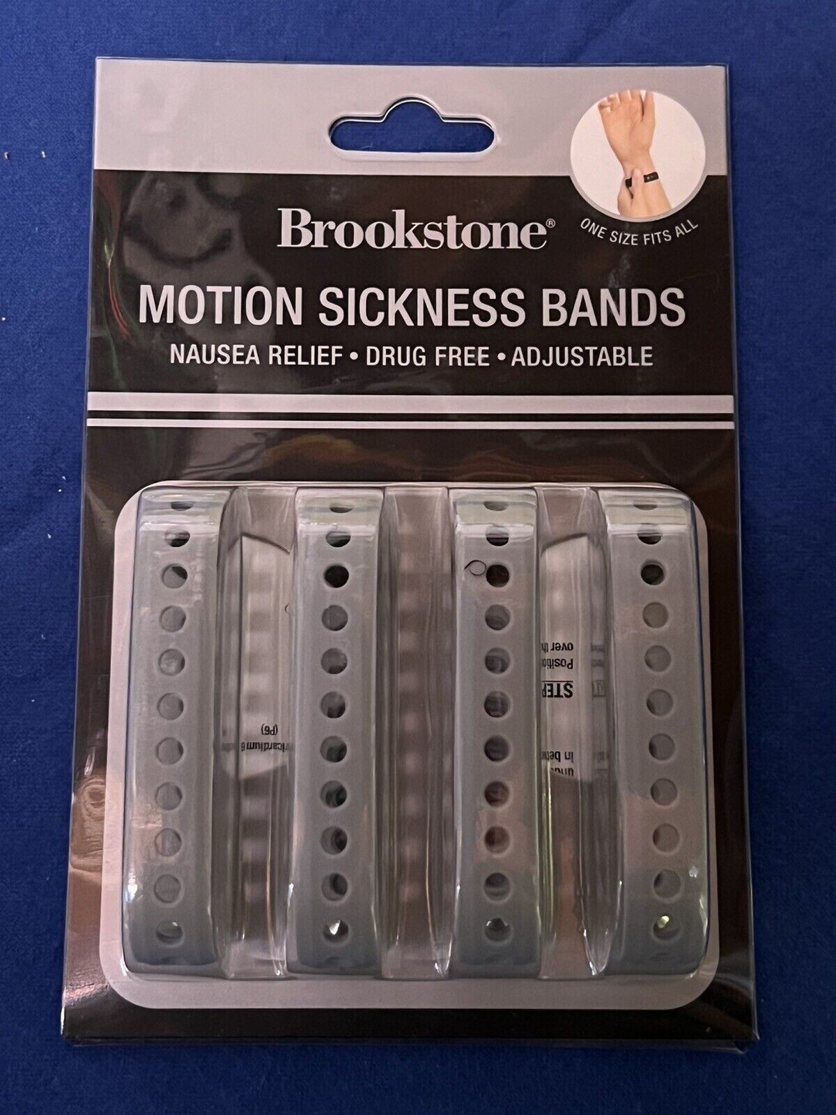 Brookstone Motion Sea Sickness Bands Anti Nausea Relief Drug Free 4 Pack, Grey